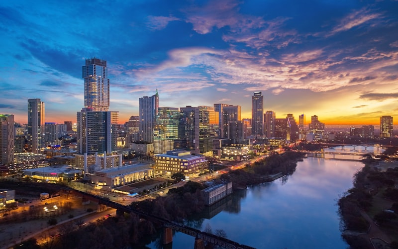 Austin, Texas skyline at sunset
