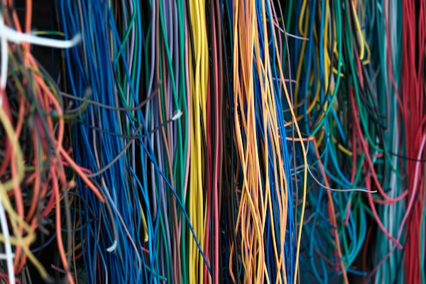 Colorful electrical cables used in doorbell and low-voltage wiring