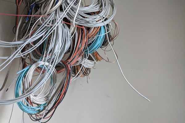 Bundle of colorful electrical wiring for residential rewiring project